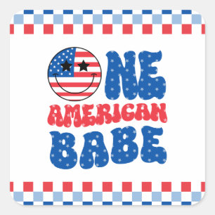 Een Amerikaanse Babe 4 juli 1e verjaardag Vierkante Sticker