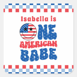 Een Amerikaanse Babe 4 juli 1e verjaardag Vierkante Sticker