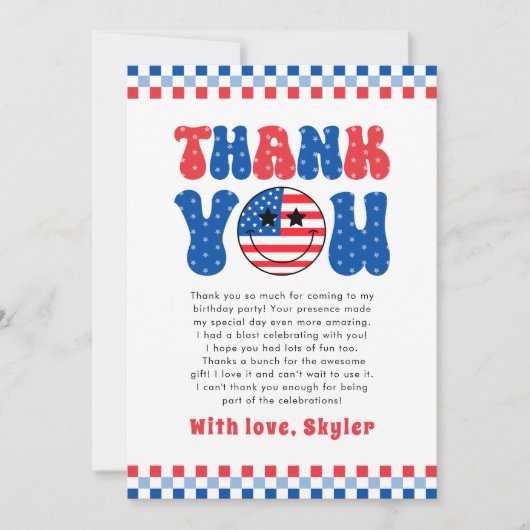 Een Amerikaanse Dude 4 juli Eerste Verjaardag Bedankkaart (Voorkant)