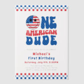 Een Amerikaanse Dude 4 juli Eerste Verjaardag Vellum Uitnodigingen (Voorkant)