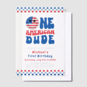 Een Amerikaanse Dude 4 juli Eerste Verjaardag Vellum Uitnodigingen (Offset)