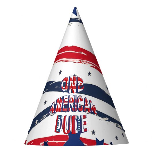 Een Amerikaanse Dude 4 juli Rood Wit Blauw Verjaar Feesthoedjes (Voorkant)