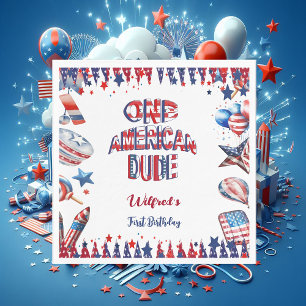 Een Amerikaanse Dude 4 juli Rood Wit Blauw Verjaar Servet