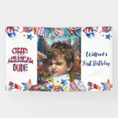 Een Amerikaanse Dude Rood Wit Blauw Verjaardag Fot Spandoek (Horizontaal)