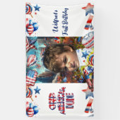 Een Amerikaanse Dude Rood Wit Blauw Verjaardag Fot Spandoek (Verticaal)