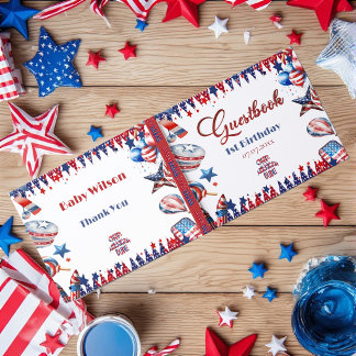 Een Amerikaanse kerel 4 juli Rood Wit Blauw Verjaa Gastenboek