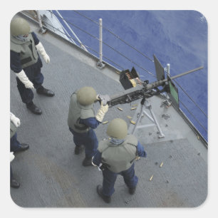 Een Amerikaanse zeeman vuurt een M2HB van 50 kalib Vierkante Sticker