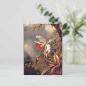 Een Amethist-kolibrie met een Witte Orchidee Briefkaart (Staand voorkant)