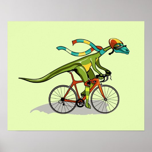 Een Anabisetia dinosaurus op de fiets. Poster (Voorkant)