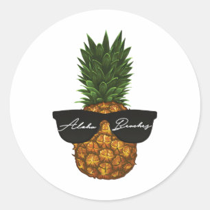 Een Ananas Rockin Shades Aloha Stranden Vakantie Ronde Sticker