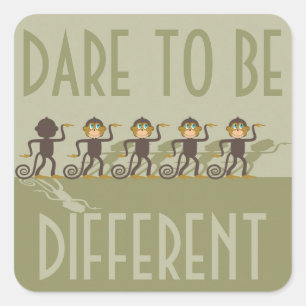 Een andere dare, een andere aap, een safari vierkante sticker