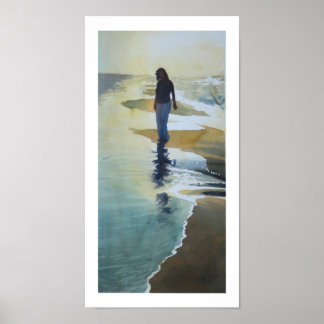 "Een andere gelukkige plaats" strand Waterverf Poster