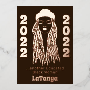 Een andere opgeleide Black Woman Locs 2022-Afstude Folie Uitnodiging