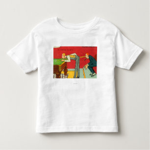 Een angstaanjagend moment, een poolschoen die een  kinder shirts