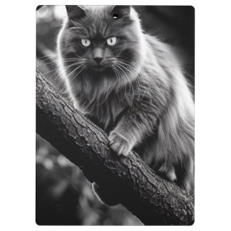 Een angstaanjagende blik van een nachtkat klembord