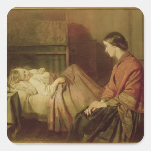 Een angstig uur vierkante sticker