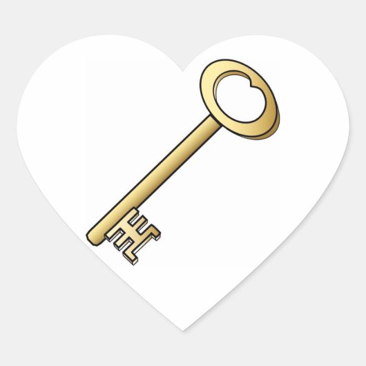 Een Antiek gouden sleutelhanger Hart Sticker (Voorkant)