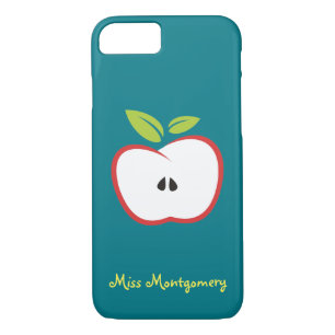 Een appel met rode omtrek en groene bladeren 	iPhone 8/7 hoesje