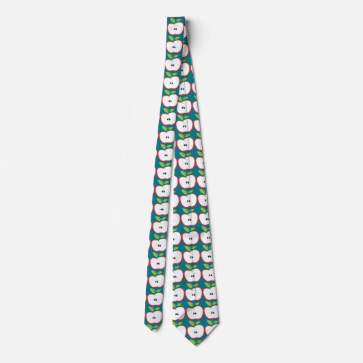 Een appel met rode omtrek en groene bladeren stropdas (Achterkant)