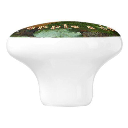 "EEN APPEL PER DAG"./CLUSTER VAN APPELS KERAMISCHE KERAMISCHE KNOP (Zijkant)