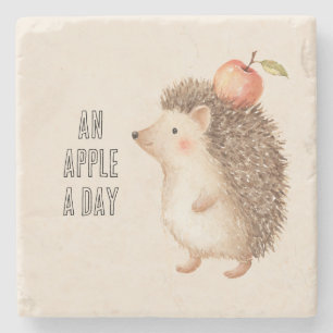 Een appel per dag egel stenen onderzetter