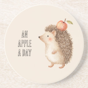 Een appel per dag egel zandsteen onderzetter