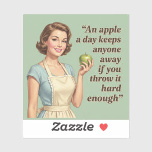 Een appel per dag Funny Sarcasme Retro Citaat Sticker