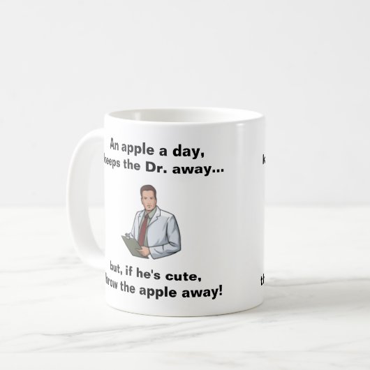 Een appel per dag, houdt de dokter weg koffiemok (Voorkant links)