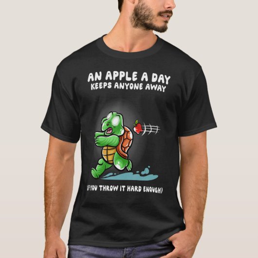 Een appel per dag houdt iedereen weg Nerd Turtle T T-shirt (Voorkant)