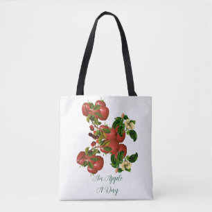 Een Apple A Day Trendy Green Foliage Branch Elegan Draagtas
