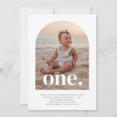 Eén Arched Photo First Birthday Kaart (Voorkant)