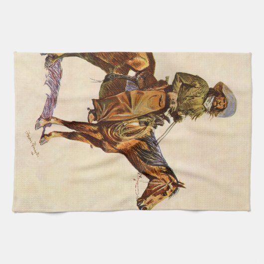 Een Arizona Cowboy van Remington, Western Theedoek (Horizontaal)