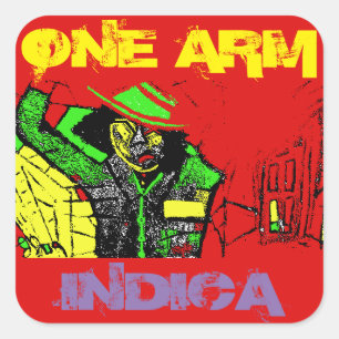 EÉN ARM INDICA VIERKANTE STICKER