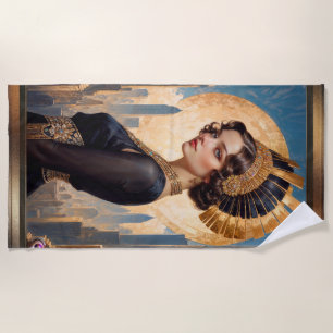 Een Art Deco Beauty Door Een Gouden Schijf Door Xz Strandlaken