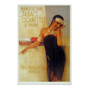 Een art deco poster voor Duitse sigaretten Perfect Poster