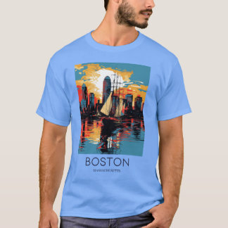 Een Art Travel Print van Boston Massachusetts Over T-shirt