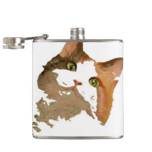 Een artistiek portret van de groene Eyed Calico Ca Heupfles