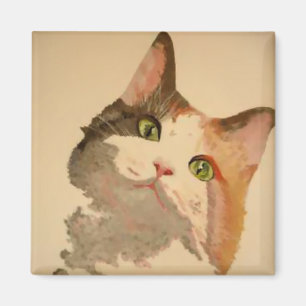 Een artistiek portret van de groene Eyed Calico Ca Magneet