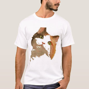 Een artistiek portret van de groene Eyed Calico Ca T-shirt