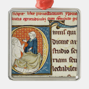 Een arts die een patiënt onderzoekt metalen ornament