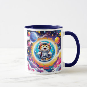 Een astronaut drijft in de ruimte. mok