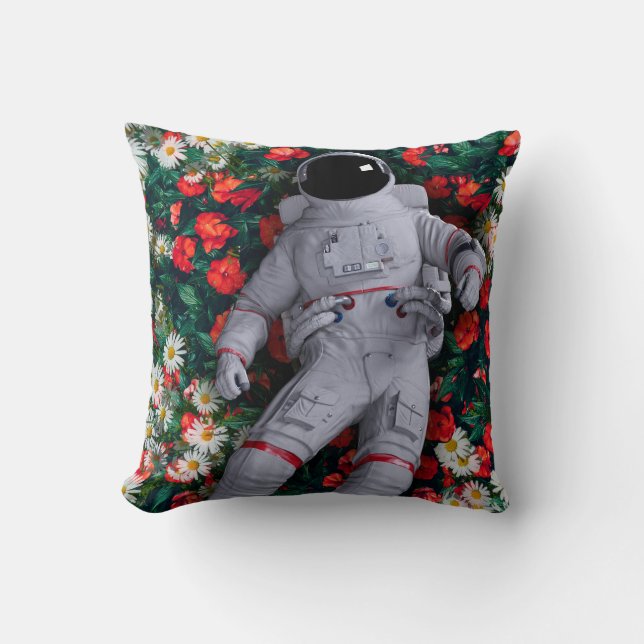 Een astronaut in de Bloemen Kussen (Voorkant)