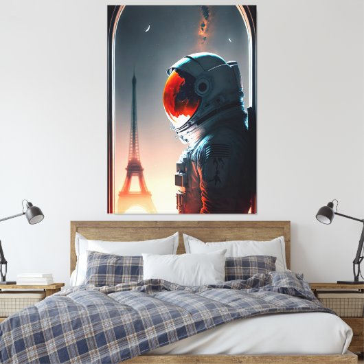 Een astronaut in Parijs Canvas Afdruk (Insitu (Slaapkamer))