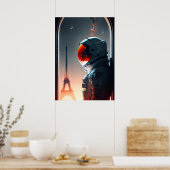 Een astronaut in Parijs Poster (Keuken)