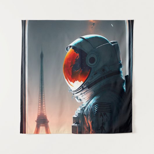 Een astronaut in Parijs Wandkleed (Voorkant)