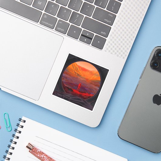 Een astronaut op Mars Sticker (Laptop met iPhone)