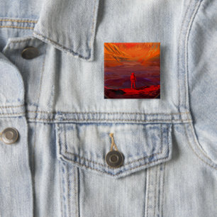 Een astronaut op Mars Vierkante Button 5,1 Cm