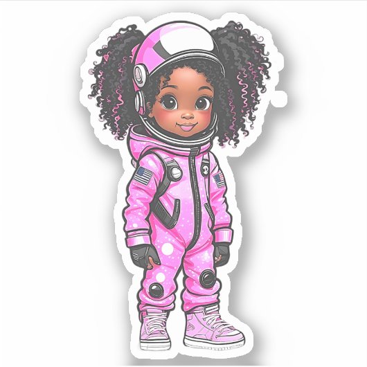 Een astronaut teamlid - roze sticker (Voorkant)
