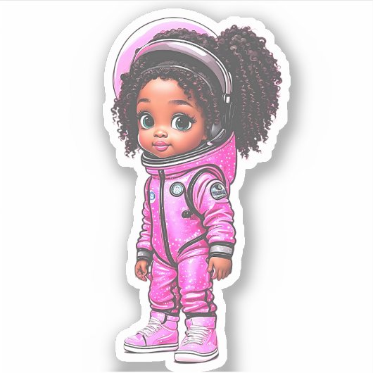 Een astronaut teamlid - roze sticker (Voorkant)