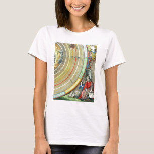 Een astronoom, detail van een kaart van de planete t-shirt